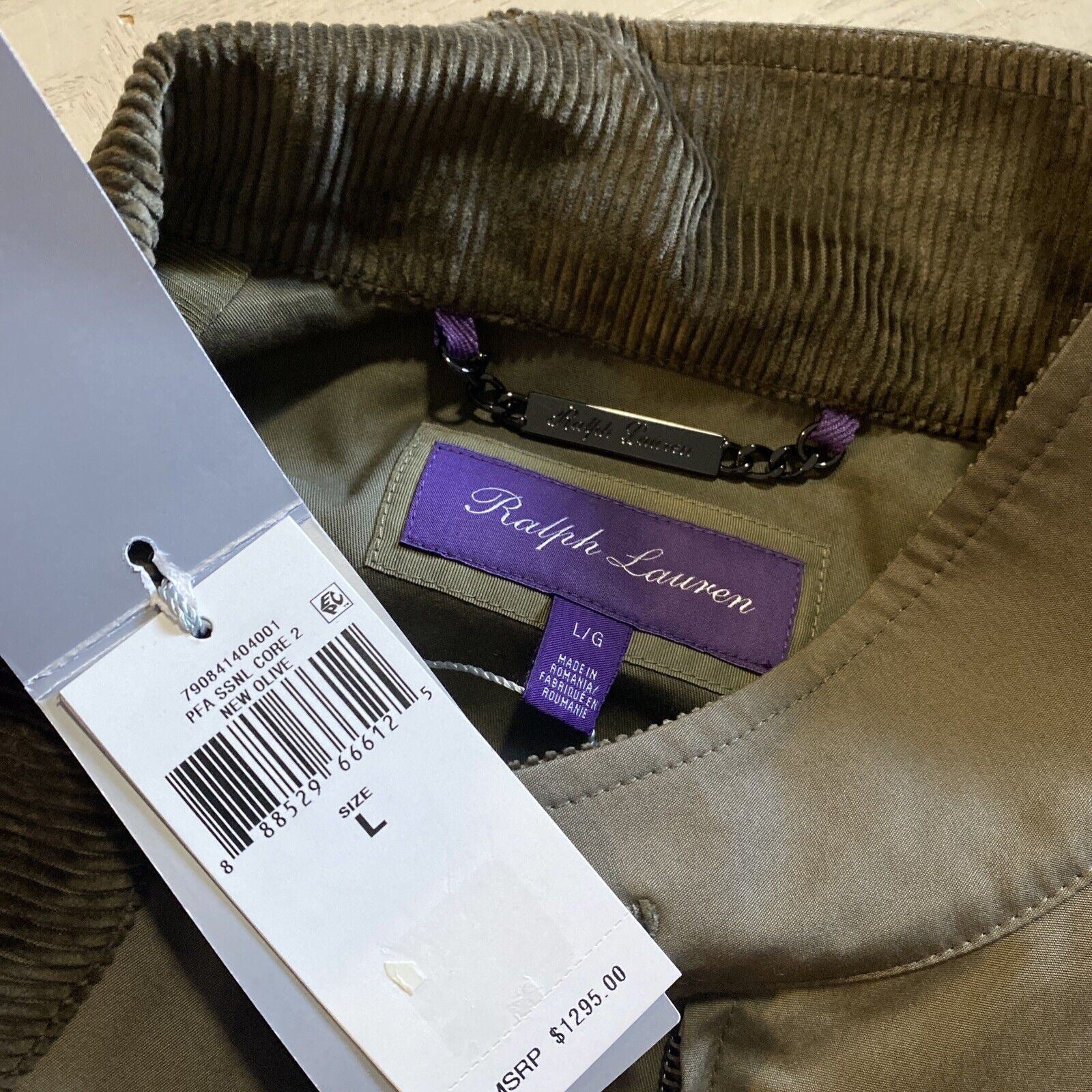 New$1295 Ralph Lauren Purple Label Men Jacket  Coat New Olive Size L