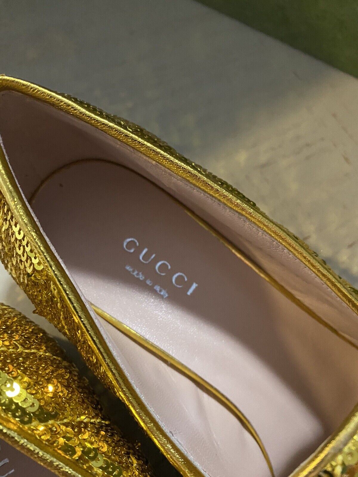 NIB 1750 $ Gucci Damen GG Logo Loafers Schuhe Gold 6 US/36 Eu 646557