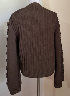 NWT $5300 Bottega Veneta Mens Aran Knits V Neck Sweater Color Ebony Size L