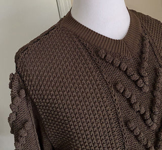 NWT $5300 Bottega Veneta Mens Aran Knits V Neck Sweater Color Ebony Size L