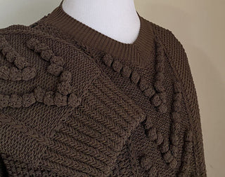 NWT $5300 Bottega Veneta Mens Aran Knits V Neck Sweater Color Ebony Size L