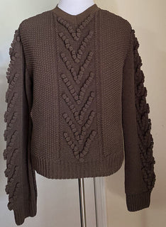 СЗТ 5300 долларов США Bottega Veneta Мужской свитер аранского цвета с V-образным вырезом цвета черного дерева, размер S