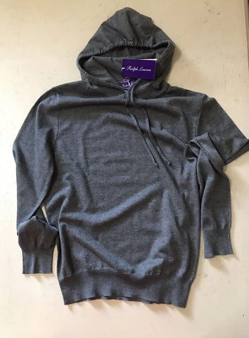 NWT $1295 Ralph Lauren Purple Label Men Cashmere Hoodie Sweater DK Gray M Italy