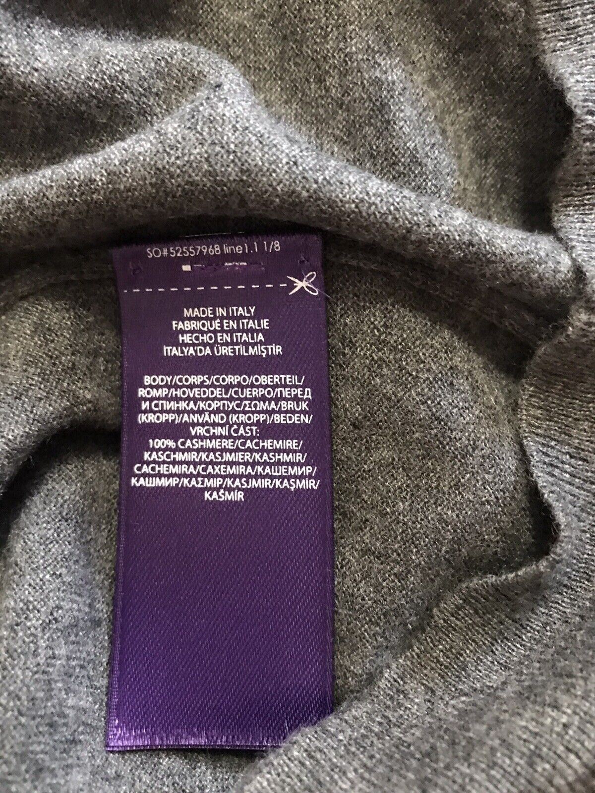 NWT $1295 Ralph Lauren Purple Label Men Cashmere Hoodie Sweater DK Gray M Italy