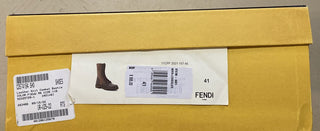 NIB 1100 $ Fendi Damen-Strickstiefel aus Comdat-Leder mit Logo DK Brown 11/41 Eu