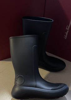 New $630 Salvatore Ferragamo Men RainBoot Shoes Black 7 US/40 Eu Italy