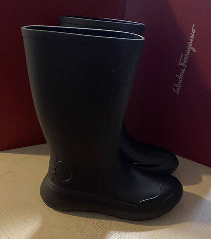 New $630 Salvatore Ferragamo Men RainBoot Shoes Black 7 US/40 Eu Italy