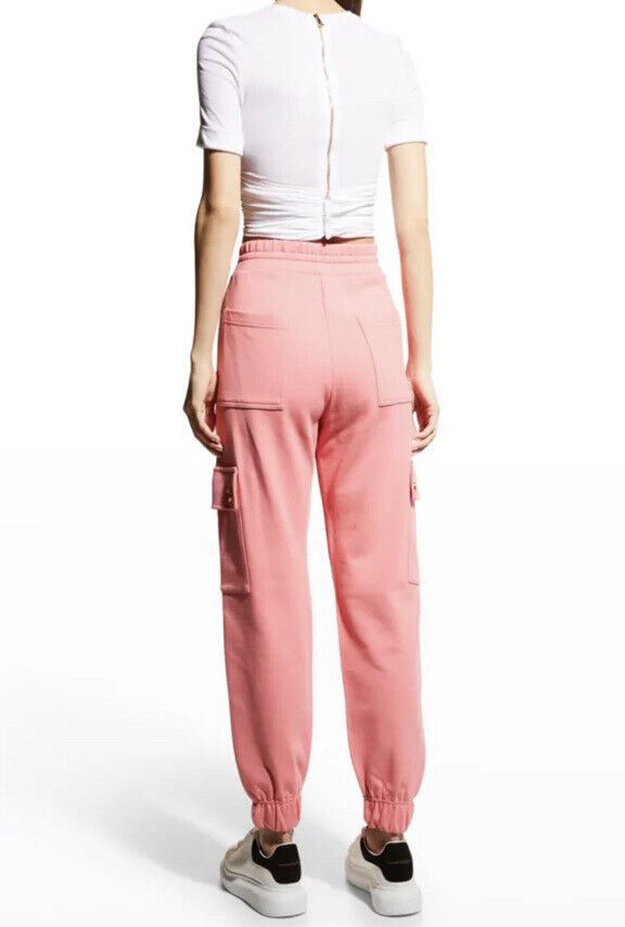 New $1150 BALMAIN Womens Cargo Jogger Sweatpants Pink Size L