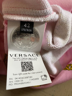 Neu $ 1050 VERSACE Damen-Kleid mit Kettendruck, Candygold, Größe 10 US/42, Italien