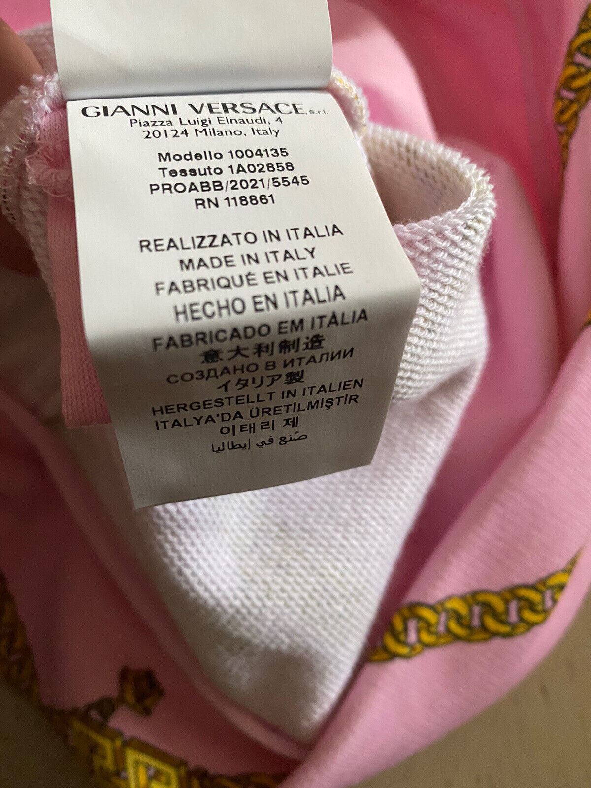 Neu $ 1050 VERSACE Damen-Kleid mit Kettendruck, Candygold, Größe 10 US/42, Italien