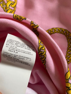 Neu $ 1050 VERSACE Damen-Kleid mit Kettendruck, Candygold, Größe 10 US/42, Italien