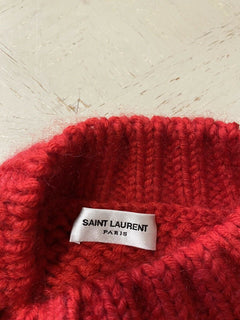 Neu mit Etikett: 990 $ Saint Laurent Herren Rundhalspullover Pullover Rot S Italien