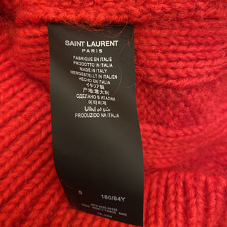 Neu mit Etikett: 990 $ Saint Laurent Herren Rundhalspullover Pullover Rot S Italien