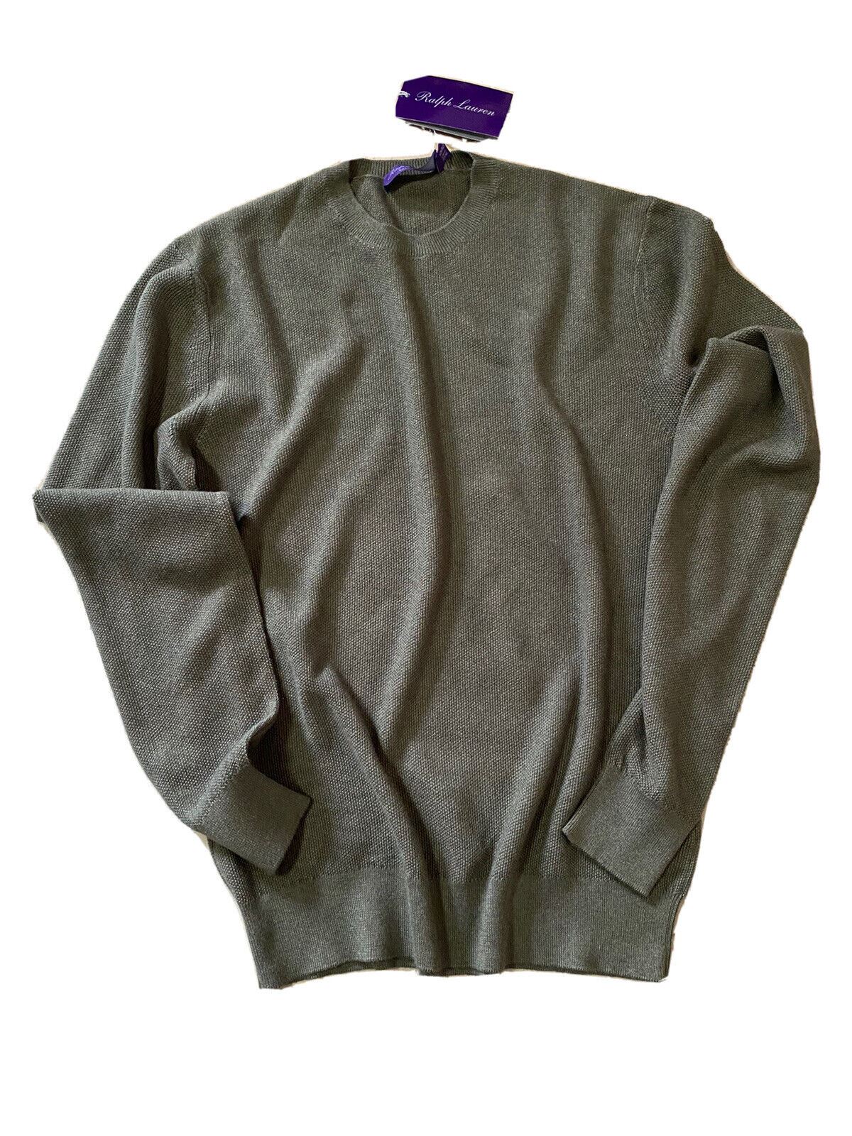 NWT $795 Ralph Lauren Purple Label Мужской шелковый/кашемировый свитер с круглым вырезом DK Sage M