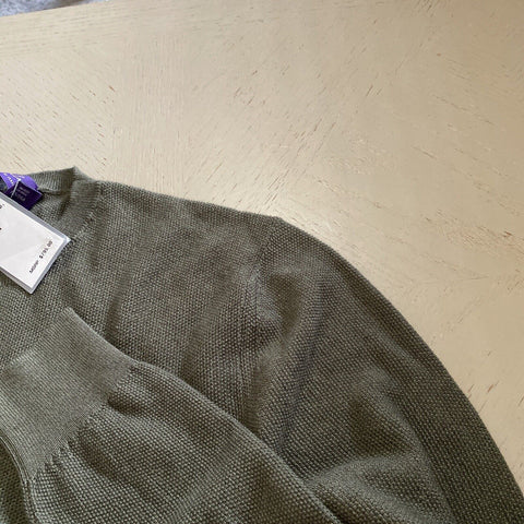 NWT $795 Ralph Lauren Purple Label Men Silk/Cashmere Crewneck Sweater DK Sage M
