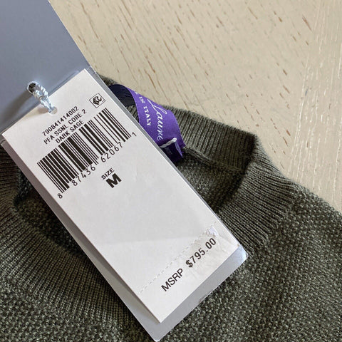 NWT $795 Ralph Lauren Purple Label Men Silk/Cashmere Crewneck Sweater DK Sage M