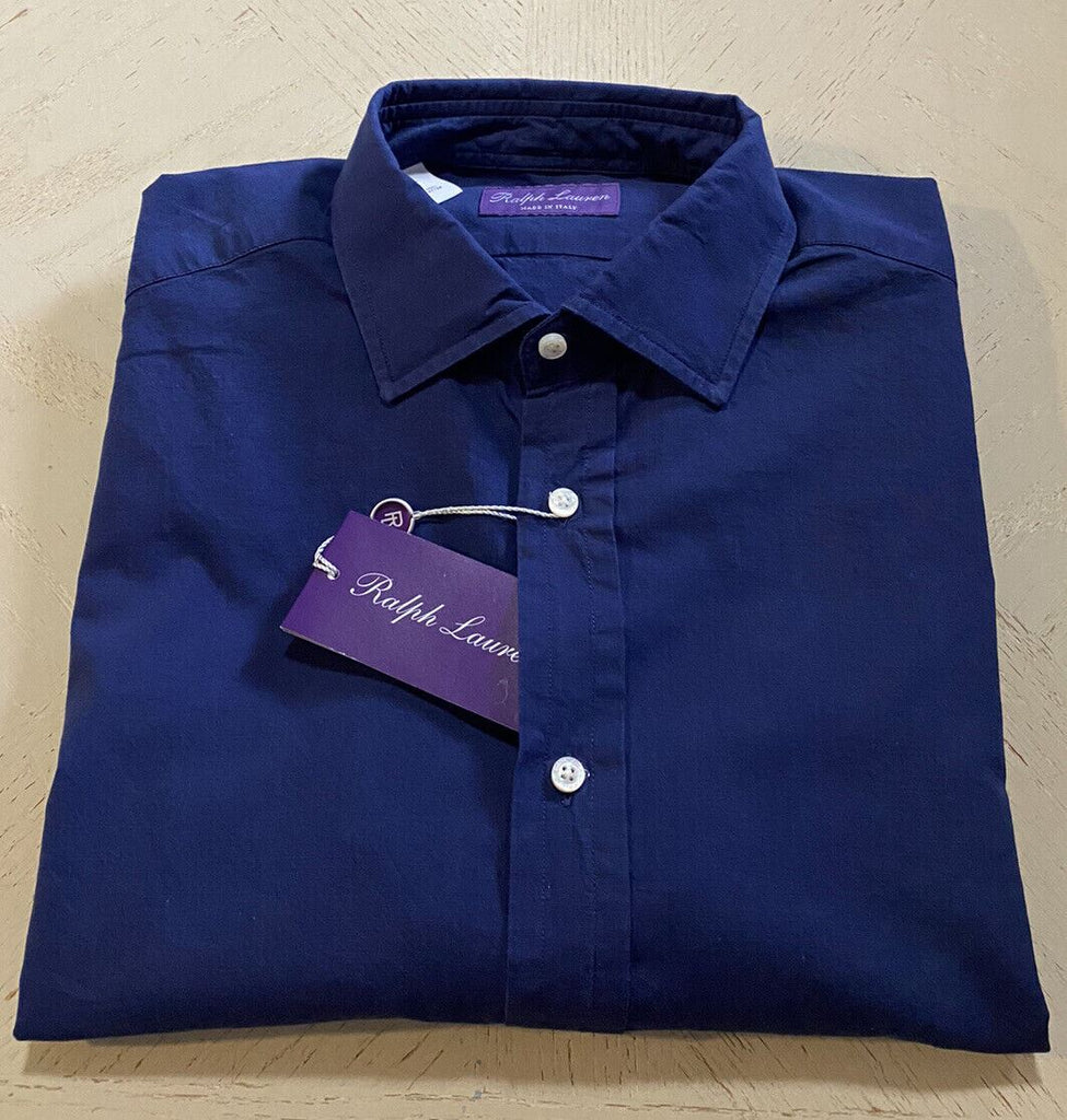 NWT $450 Ralph Lauren Purple Label Men Dress Shirt Color Indigo Size L Italy