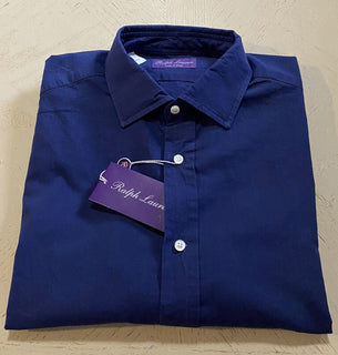 NWT $450 Ralph Lauren Purple Label Men Dress Shirt Color Indigo Size L Italy