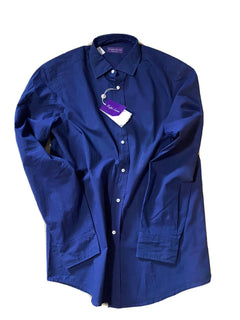 NWT $450 Ralph Lauren Purple Label Men Dress Shirt Color Indigo Size L Italy