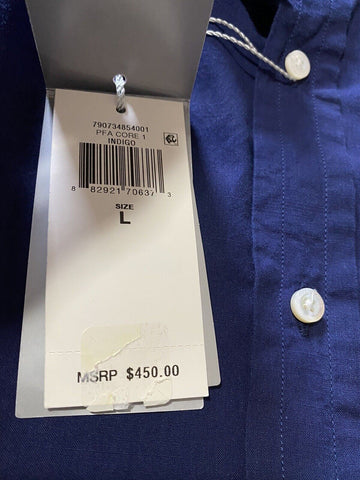Neu mit Etikett: 450 $ Ralph Lauren Purple Label Herrenhemd, Farbe Indigo, Größe L, Italien