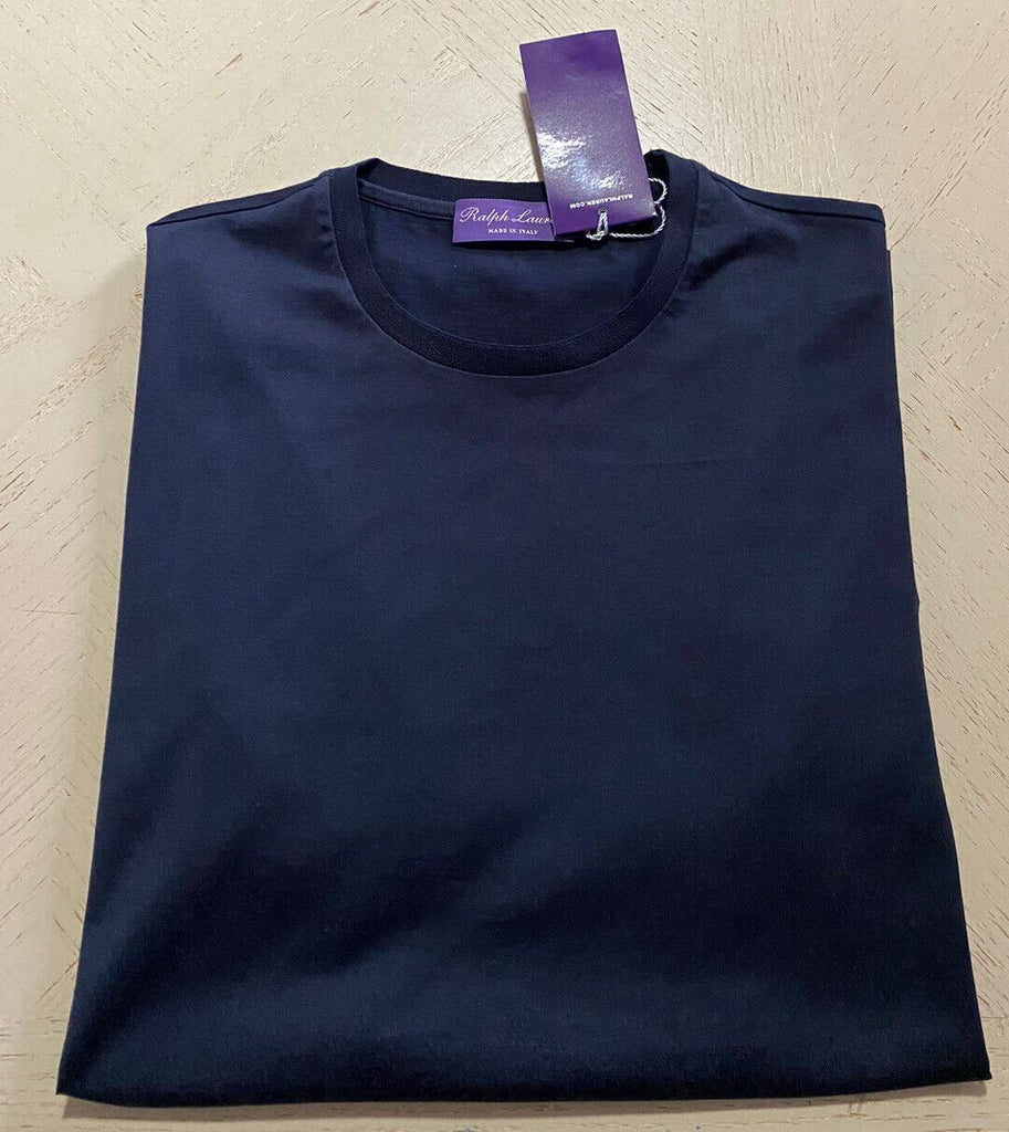 Neu mit Etikett: Ralph Lauren Purple Label Herren-T-Shirt aus Seide/Baumwolle, Marineblau, M, Italien