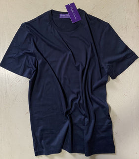 Neu mit Etikett: Ralph Lauren Purple Label Herren-T-Shirt aus Seide/Baumwolle, Marineblau, M, Italien