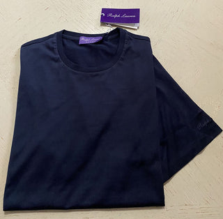 Neu mit Etikett: Ralph Lauren Purple Label Herren-T-Shirt aus Seide/Baumwolle, Marineblau, M, Italien
