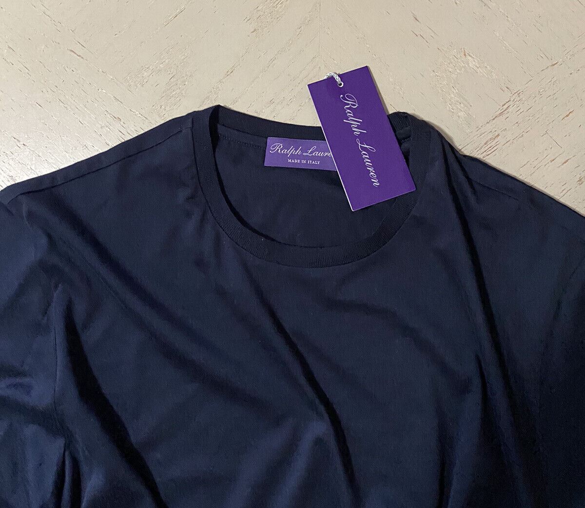NWT Ralph Lauren Purple Label Men's Silk/Cotton T-Shirt Navy M Italy