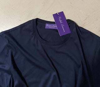 Neu mit Etikett: Ralph Lauren Purple Label Herren-T-Shirt aus Seide/Baumwolle, Marineblau, M, Italien