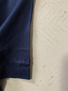 Neu mit Etikett: Ralph Lauren Purple Label Herren-T-Shirt aus Seide/Baumwolle, Marineblau, M, Italien