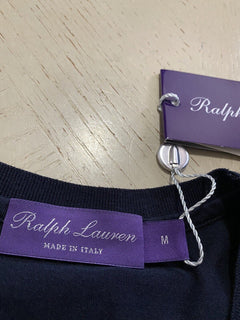 Neu mit Etikett: Ralph Lauren Purple Label Herren-T-Shirt aus Seide/Baumwolle, Marineblau, M, Italien