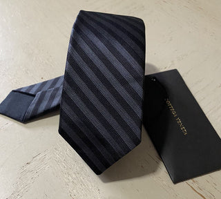 Neue Bottega Veneta Skinny Seidenkrawatte Petroleum Schwarz-Anthrazit, hergestellt in Italien