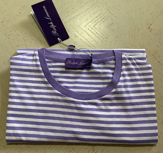 Neu mit Etikett: Ralph Lauren Purple Label Herren-Baumwoll-T-Shirt, Lila/Weiß, S, Italien