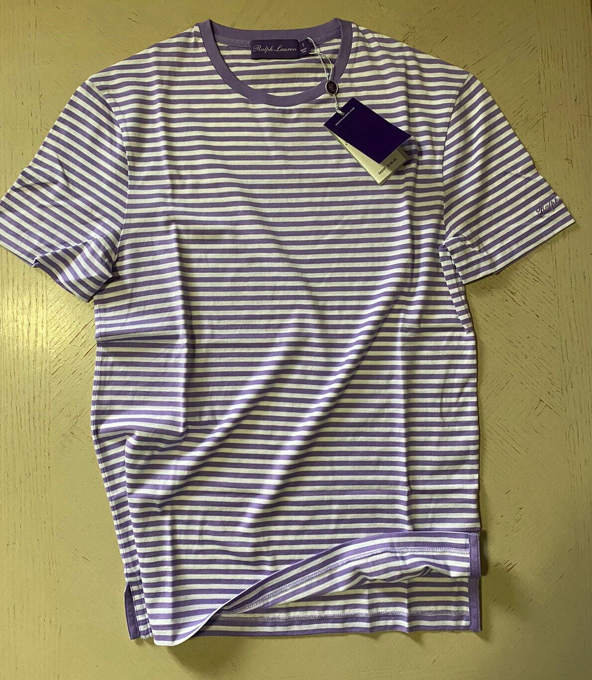 NWT Ralph Lauren Purple Label Men's Cotton T-Shirt Purple/White S Italy