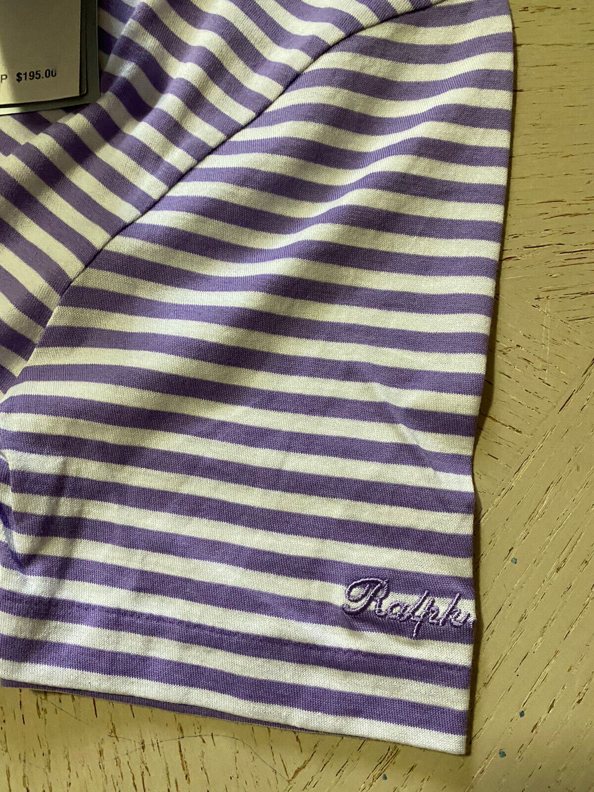 Мужская хлопковая футболка NWT Ralph Lauren Purple Label фиолетового/белого цвета S Италия
