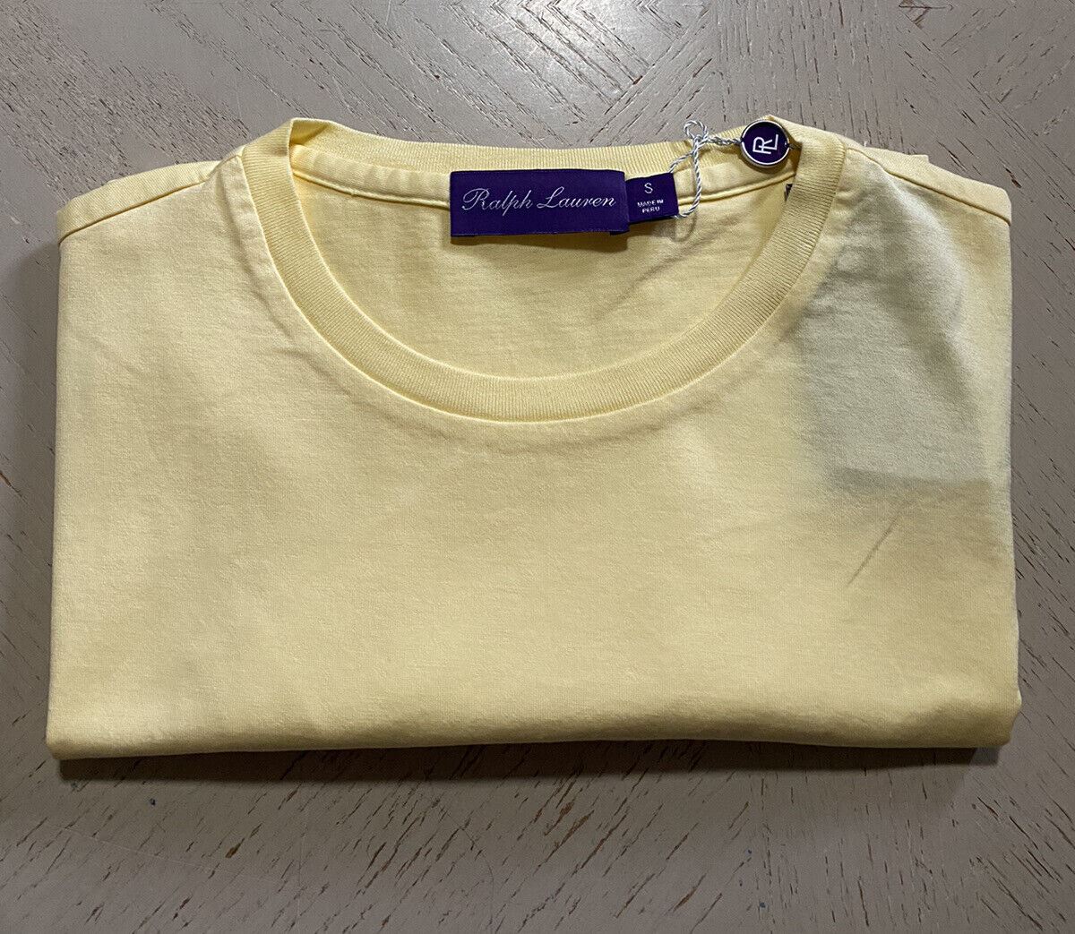 Мужская хлопковая футболка NWT Ralph Lauren Purple Label желтая S Италия