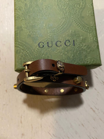 NWT  GUCCI Head Leather Bracelet  Brown Size M