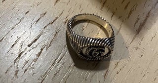 New Authentic GUCCI Women Silver GG Ring Size 5 US/9 Italy