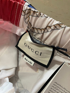 Новые мужские спортивные брюки Gucci за 1300 долларов, красные/разноцветные, размер 34, США, Италия