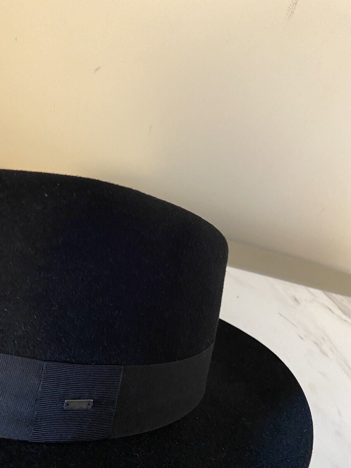 NWT $995 Saint Laurent Мужская шляпа-федора из кроличьего фетра черная, размер S, Италия
