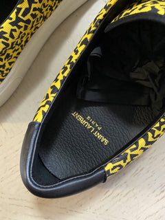 NIB Saint Laurent Herren Canvas/Leder Sneakers Schuhe Schwarz/Gelb 11 US/44 Eu