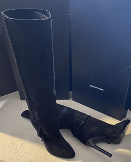 NIB $1695 Saint Laurent Damen Wildlederstiefel Schuhe Schwarz 552677 10,5 US/40,5 Eu