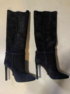 NIB $1695 Saint Laurent Damen Wildlederstiefel Schuhe Schwarz 552677 10,5 US/40,5 Eu