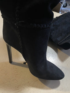 NIB $1695 Saint Laurent Damen Wildlederstiefel Schuhe Schwarz 552677 10,5 US/40,5 Eu