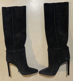 NIB $1695 Saint Laurent Damen Wildlederstiefel Schuhe Schwarz 552677 10,5 US/40,5 Eu