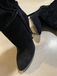 NIB $1695 Saint Laurent Damen Wildlederstiefel Schuhe Schwarz 552677 10,5 US/40,5 Eu