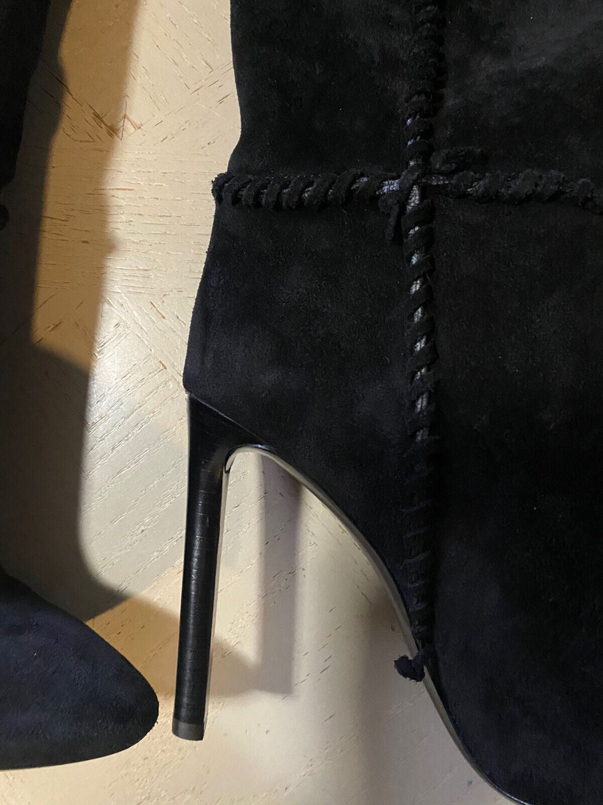 NIB $1695 Saint Laurent Women Suede Boots Shoes Black 552677 10.5 US/40.5 Eu