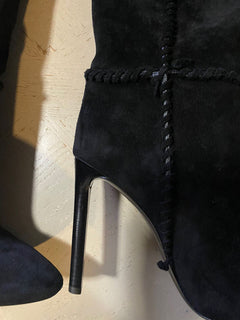 NIB $1695 Saint Laurent Damen Wildlederstiefel Schuhe Schwarz 552677 10,5 US/40,5 Eu
