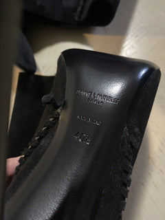 NIB $1695 Saint Laurent Damen Wildlederstiefel Schuhe Schwarz 552677 10,5 US/40,5 Eu
