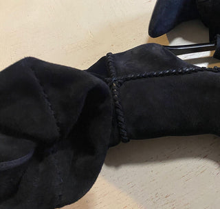 NIB $1695 Saint Laurent Damen Wildlederstiefel Schuhe Schwarz 552677 10,5 US/40,5 Eu
